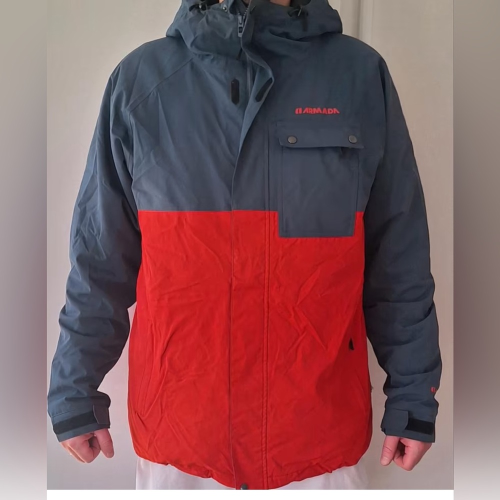 Armada Men’s Winter Ski/Snowboard Jacket – Red/ Navy, Size Medium